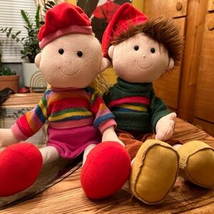 Okie Dokie Girl & Boy Set Of 2 Dolls, 2006 Soft Plush Holiday Themed,  18 Inches